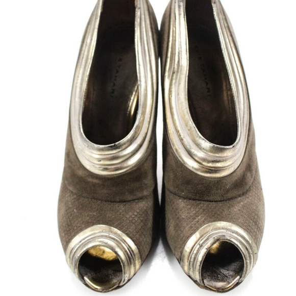 Elie Tahari Peep Toe Pumps Heels Suede Leather 37 - Picture 2 of 5